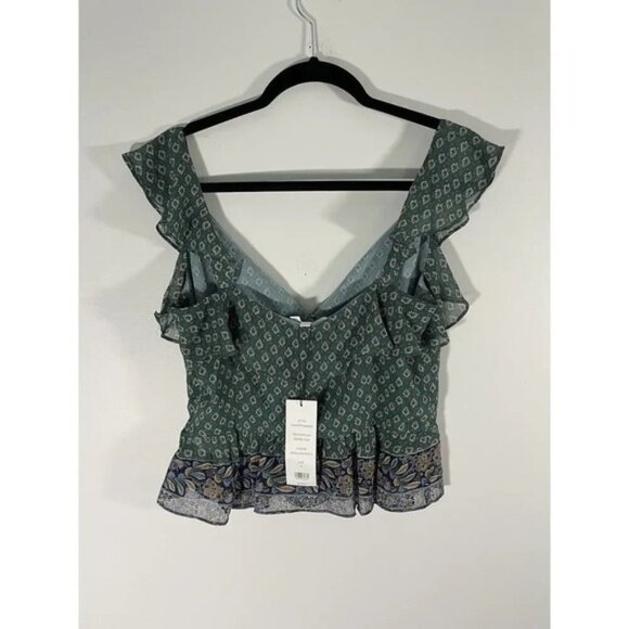 Veronica Beard Women’s Randa Silk Top Seaglass Multi Peplum Ruffle Floral Size 6 - Picture 3 of 10